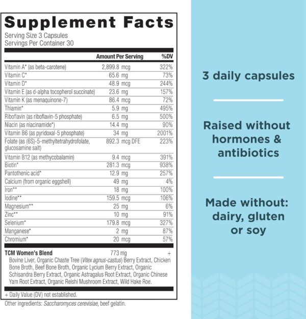 Ancient Nutrition Multivitamin for Women, Vitamin A, K, D, C, B12, Zinc, Magnesium, Chromium